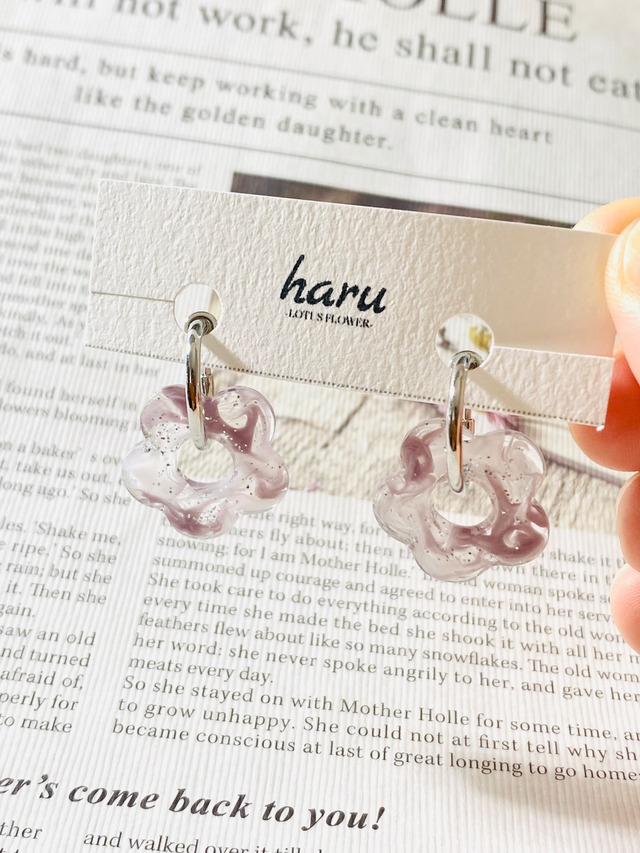 マーブルイヤリング レジン