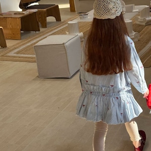 春リボン刺しゅうシャツワンピース