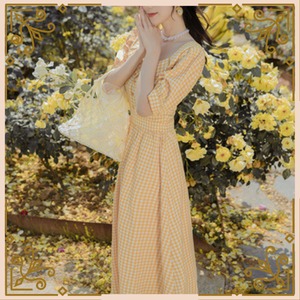 ♦サンフラワーカラーのチェックワンピース♦trnd473