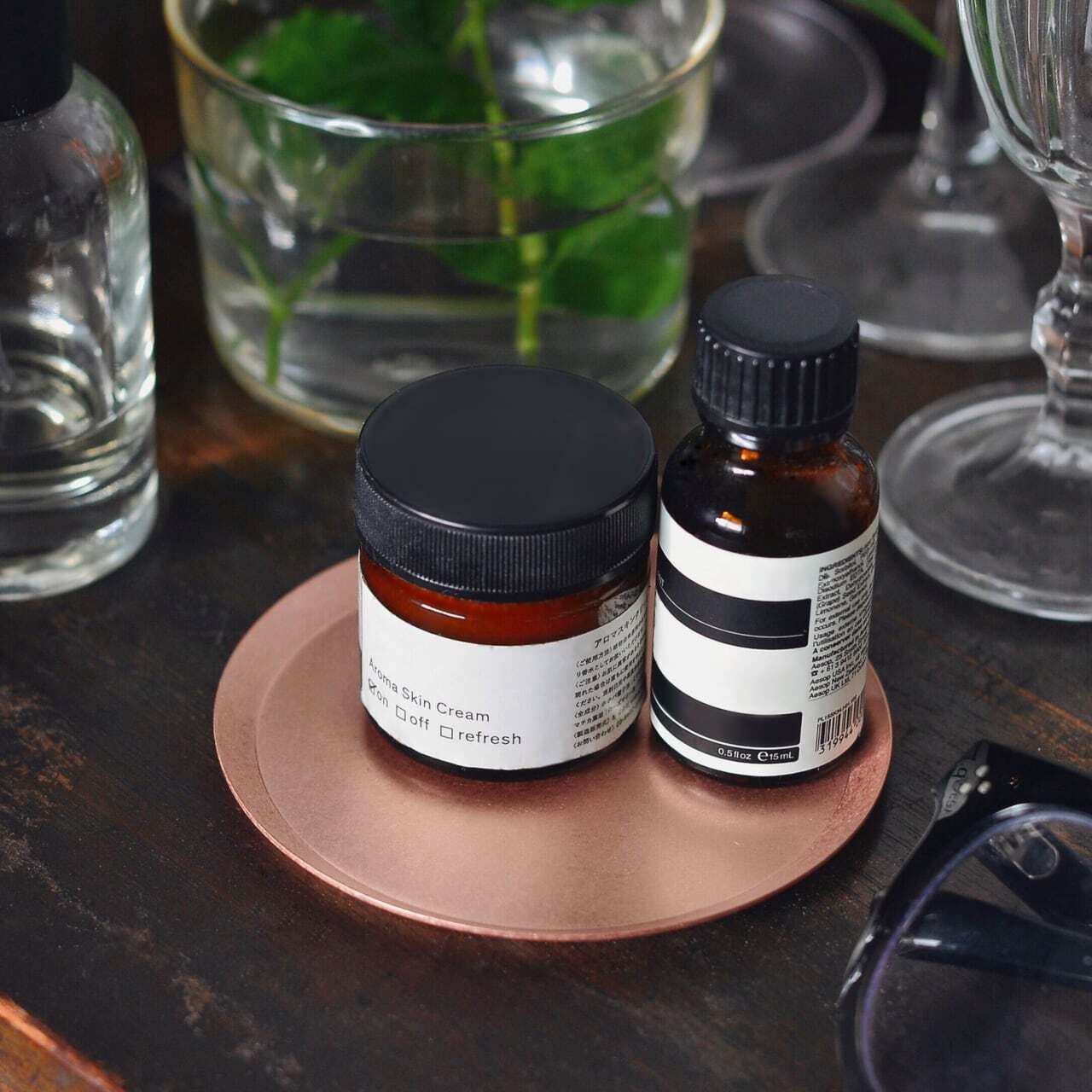 シンプルデザインの銅トレイ》銅のラウンドトレイ（φ90mm）つや無し