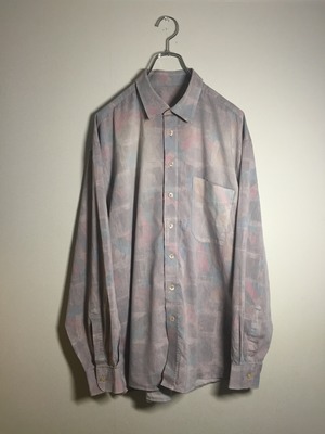 総柄 デザインシャツ 水彩画風