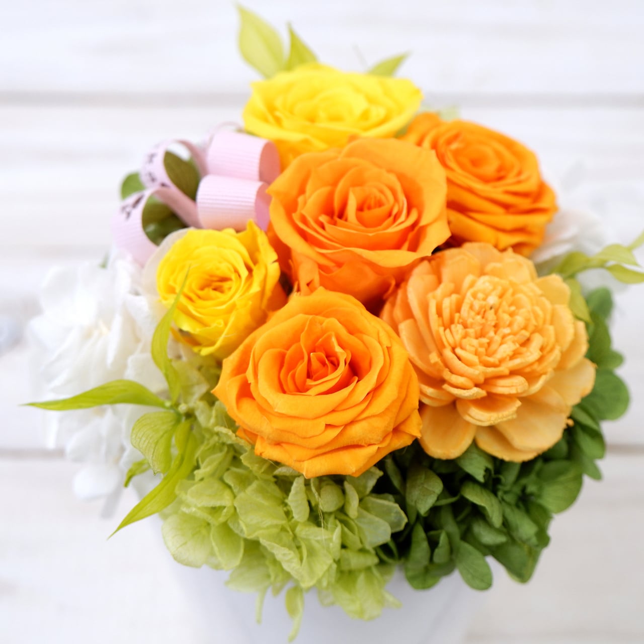 【conoka orange M】Preserved flower|プリザ|枯れない花|プリザオレンジ|ギフト|プリザーブドフラワーギフト|送料無料