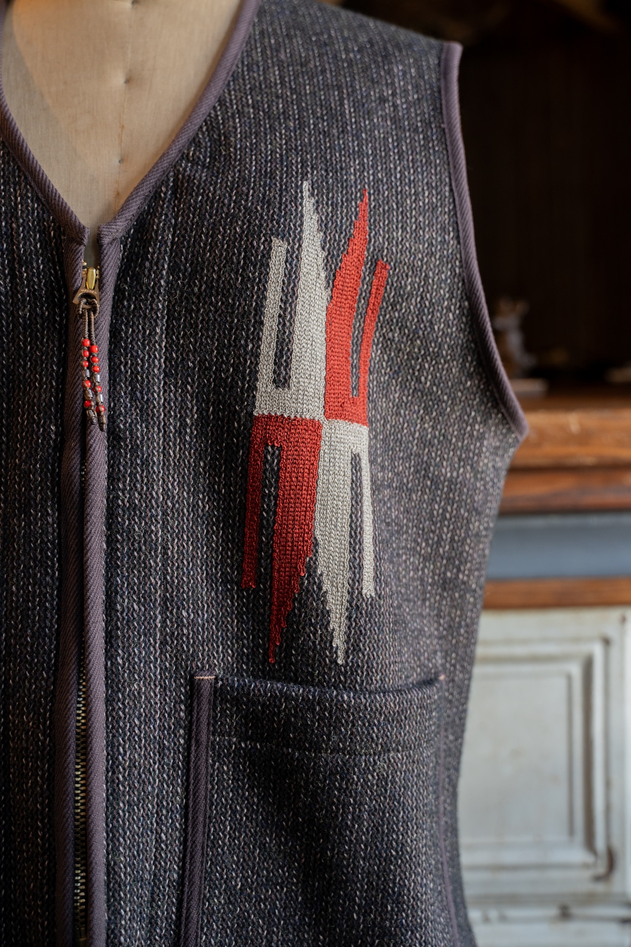 GYPSY&SONS SALT & PEPPER SANTA-FE VEST D.BROWN