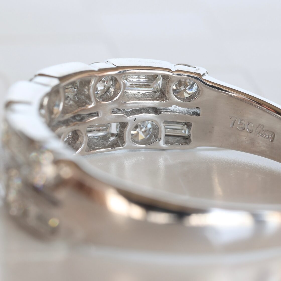 750 WG 平和堂 Queen ダイヤモンド 1.25ct リング バゲット ラウンド 