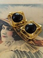 Japanese Vintage ボタン 24mm カボション ゴールド×ゴールド 透かし台座 アクセサリーパーツ 装飾材 カルトナージュ