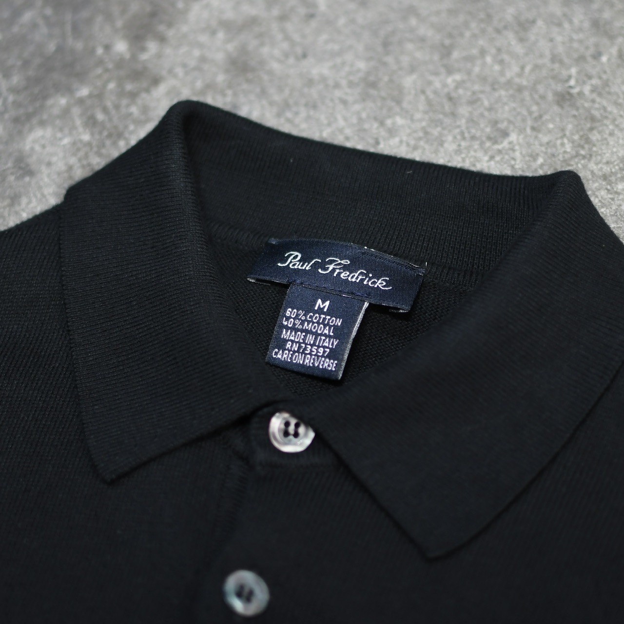 Paul Fredrick cotton modal knit polo black