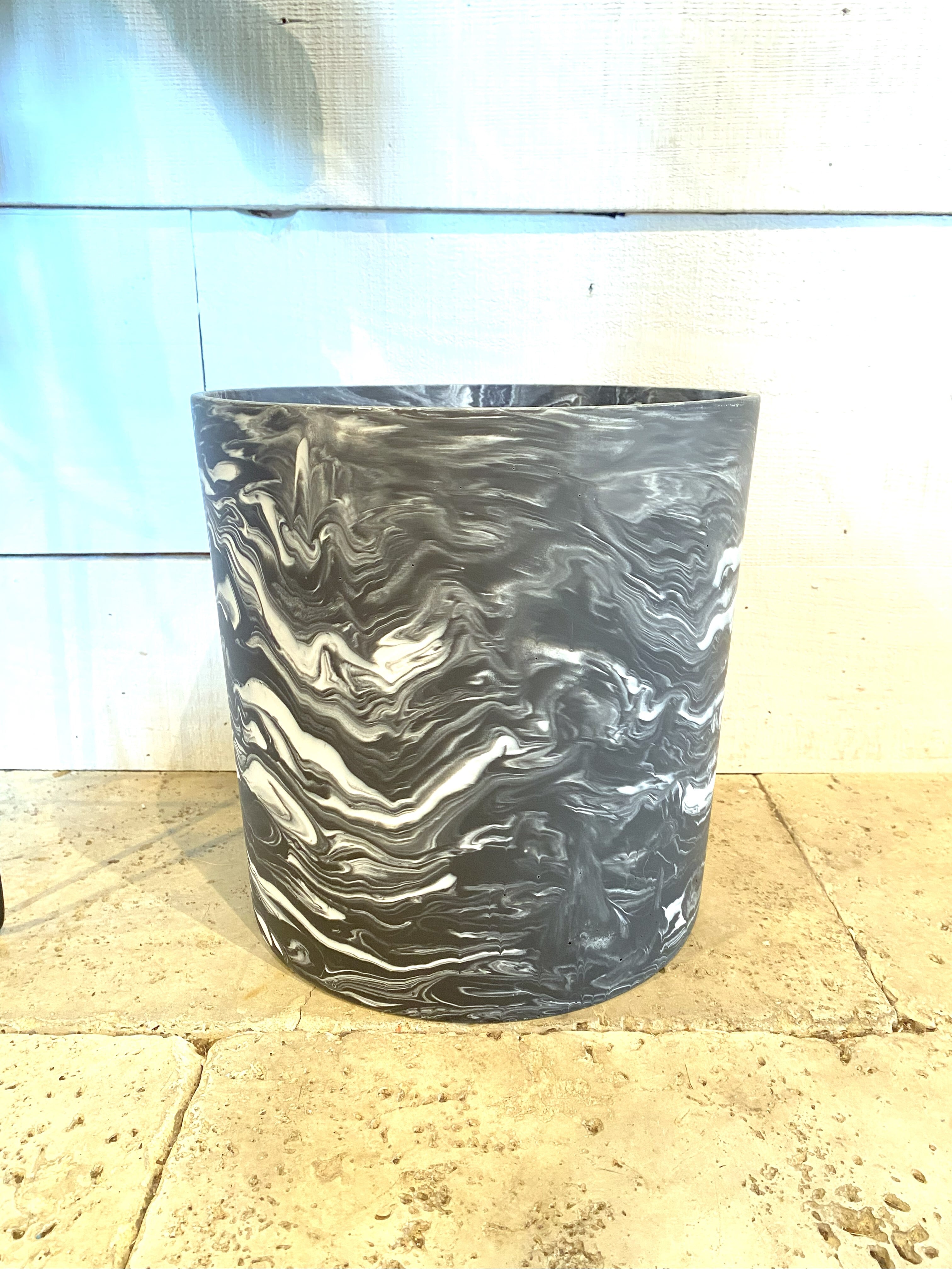 ポリストーン製鉢カバー (マーブルグレー)  Φ26×高さ26㎝