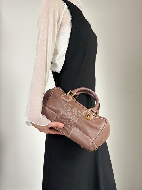 LOEWE ロエベ アマソナ28 ハンドバッグ ブラウン アナグラム レザー ボストン vintage ヴィンテージ オールド f75cvh