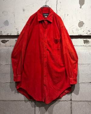 【Caka otto】80's〜90's “TANNERY WEST” Vivid Red Color Vintage Suede Leather Shirt