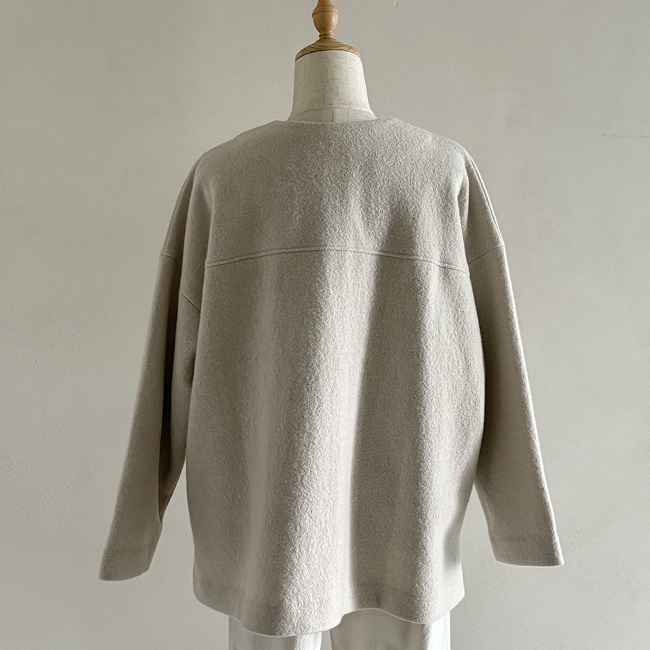 press wool no collar jacket プレスウールノーカラージャケット evam