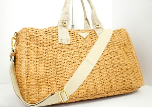 レア◆PRADA プラダ BN2042 STUOIA SHOPPING 大容量 クロスボディ 2way ショッピング かご トート バッグ 茶白◆ 便利な2way大容量モデル♪
