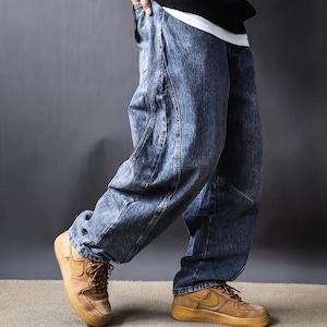 Panel wide leg denim pants 1299