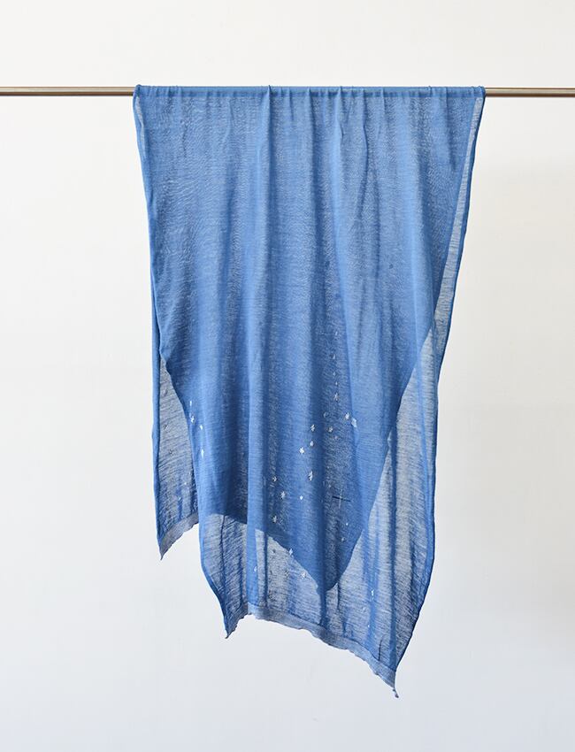 aulico : RAMIE KNIT STOLE / SAX