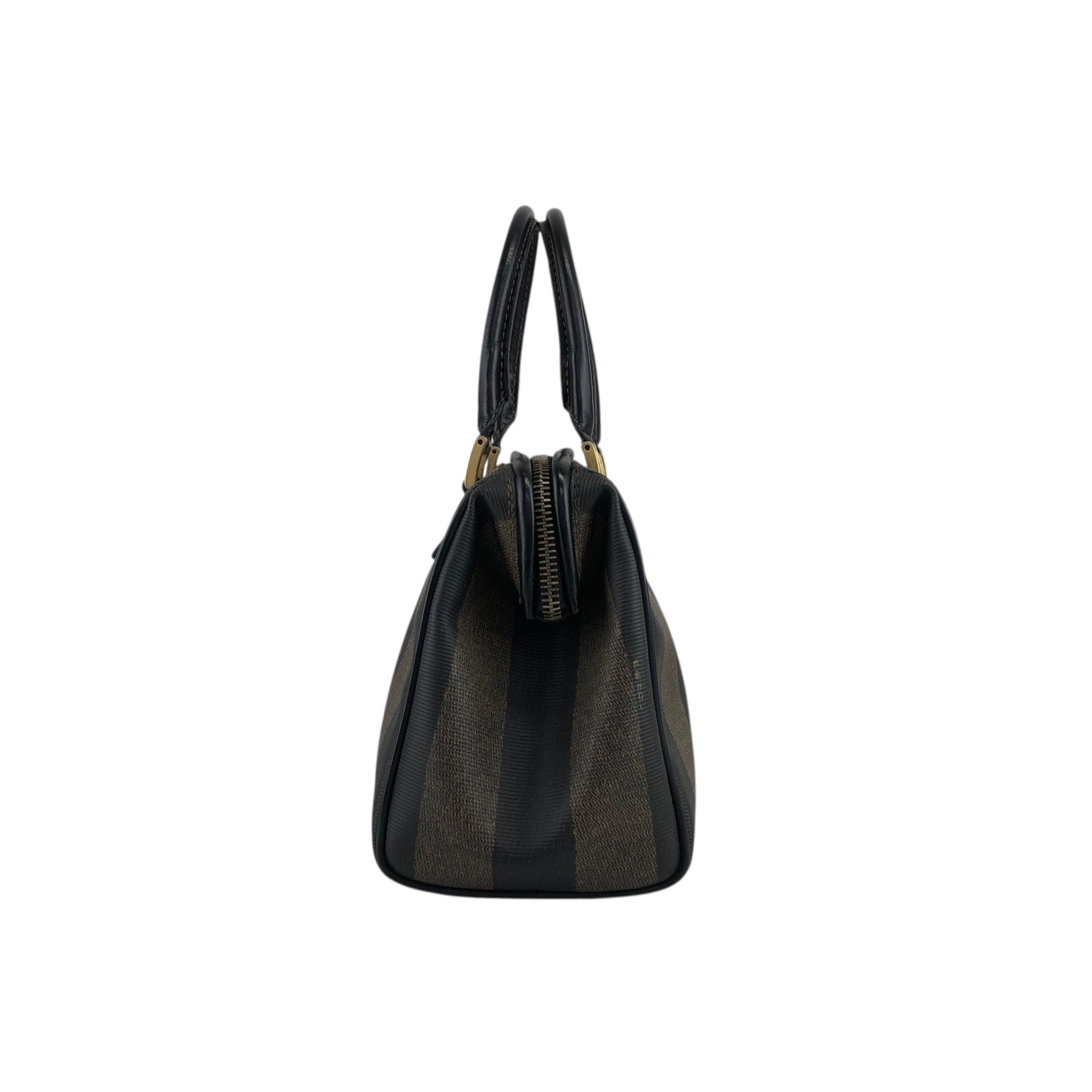 FENDI フェンディ ペカン柄 ハンドバッグ ブラウン ブラック PVC