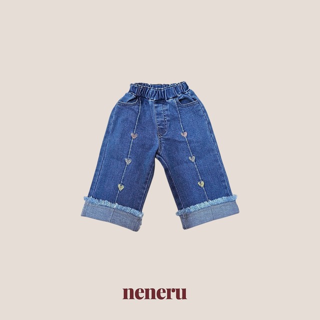 【取寄】neneru|heart heart denim pants|ハートハートデニムパンツ|12M-XL|kids|26 autumn