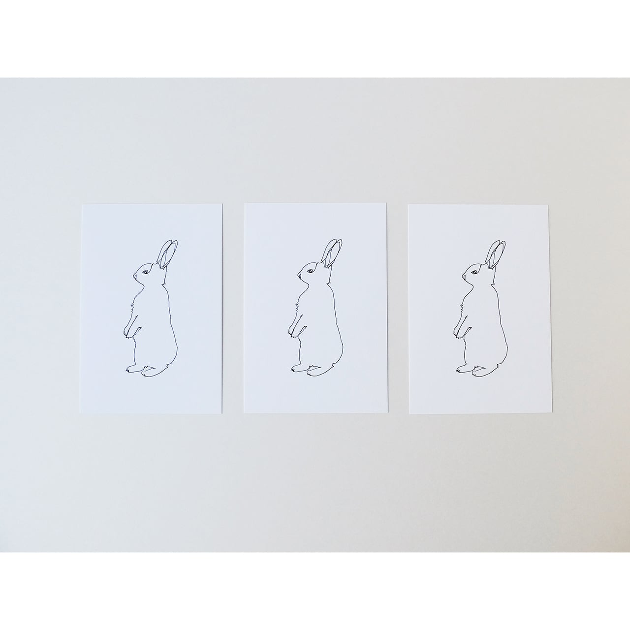 一筆書きのウサギ(ポストカード)3枚セット