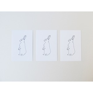 一筆書きのウサギ(ポストカード)3枚セット