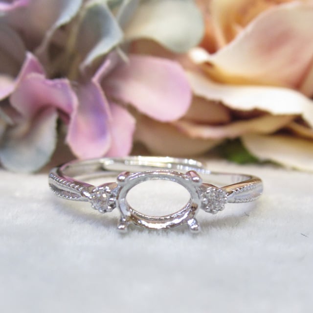 アウトレット7×5㎜ CZステッチ S925 リング台 SV