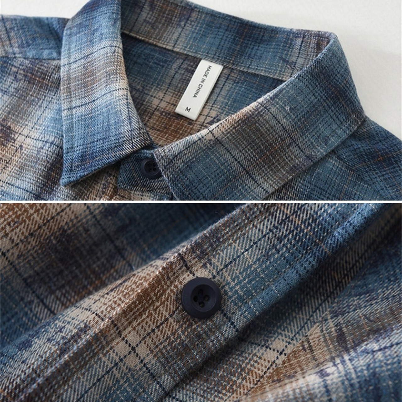 【M-3XL】Washed Check Long Sleeve Shirt / ウォッシュ チェック 長袖 シャツ