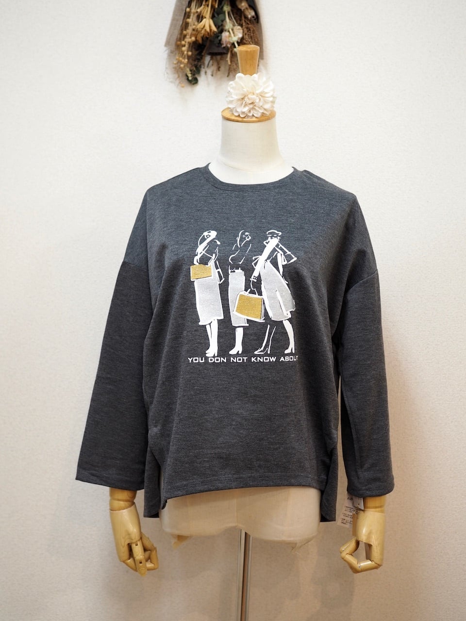 プリントTシャツ <グレー>