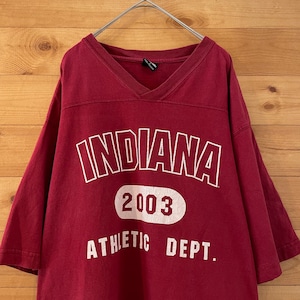 【STARTER】カレッジ インディアナ大学 INDIANA フットボールTシャツ L ビッグサイズ バーガンディ スターター US古着