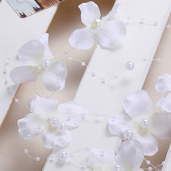 B03】ウェディング フラワーヘアアクセサリー フラワーチェーン 花嫁の