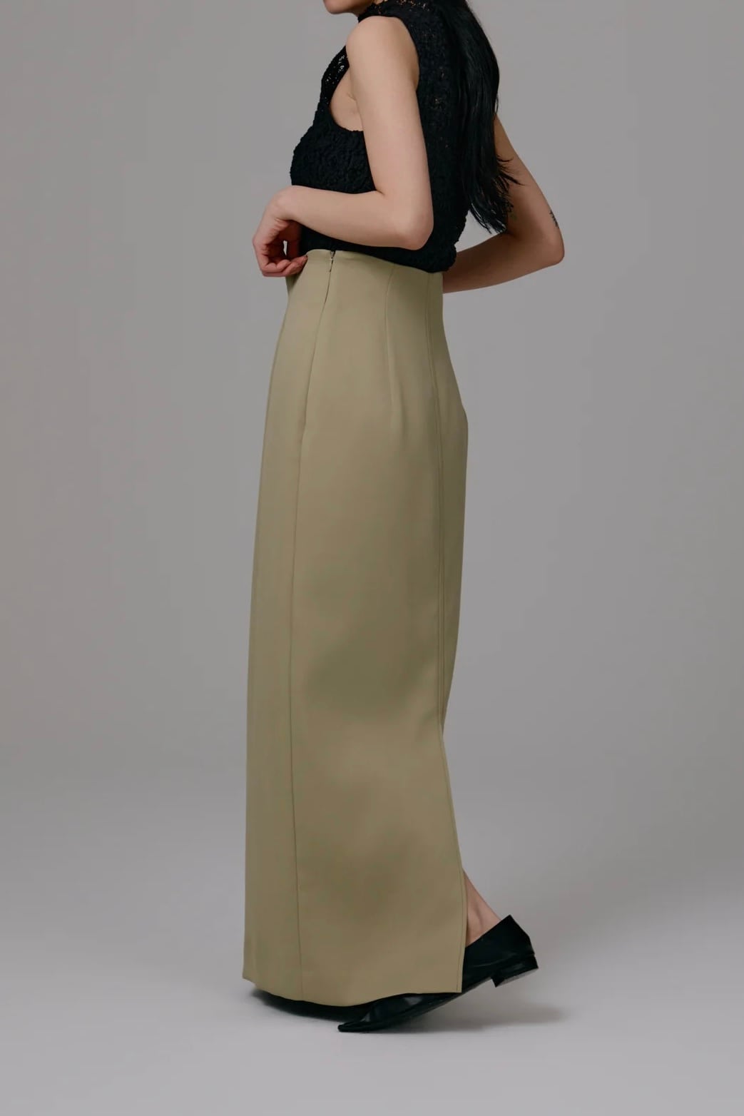 louren satin pencil skirt サテンペンシルスカート Pistacchio