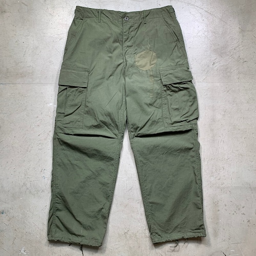 60's U.S.ARMY ジャングルファティーグパンツ リップストップ 4th カーゴパンツ オリーブ DSA100-69-C-2600 SIDRAN SPORTSWEAR社 ワンウォッシュ リペア有 NAM戦 野戦パンツ MEDIUM SHORT ミリタリー 米軍 希少 ヴィンテージ BA-1571 RM1990H