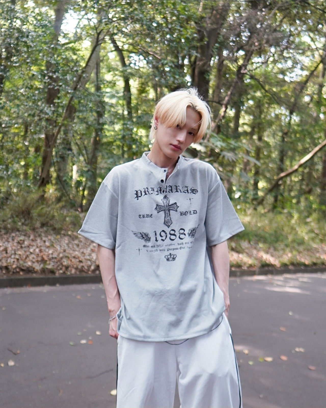 primaras×kinmedaiコラボ2弾ワッフルTee／グレー