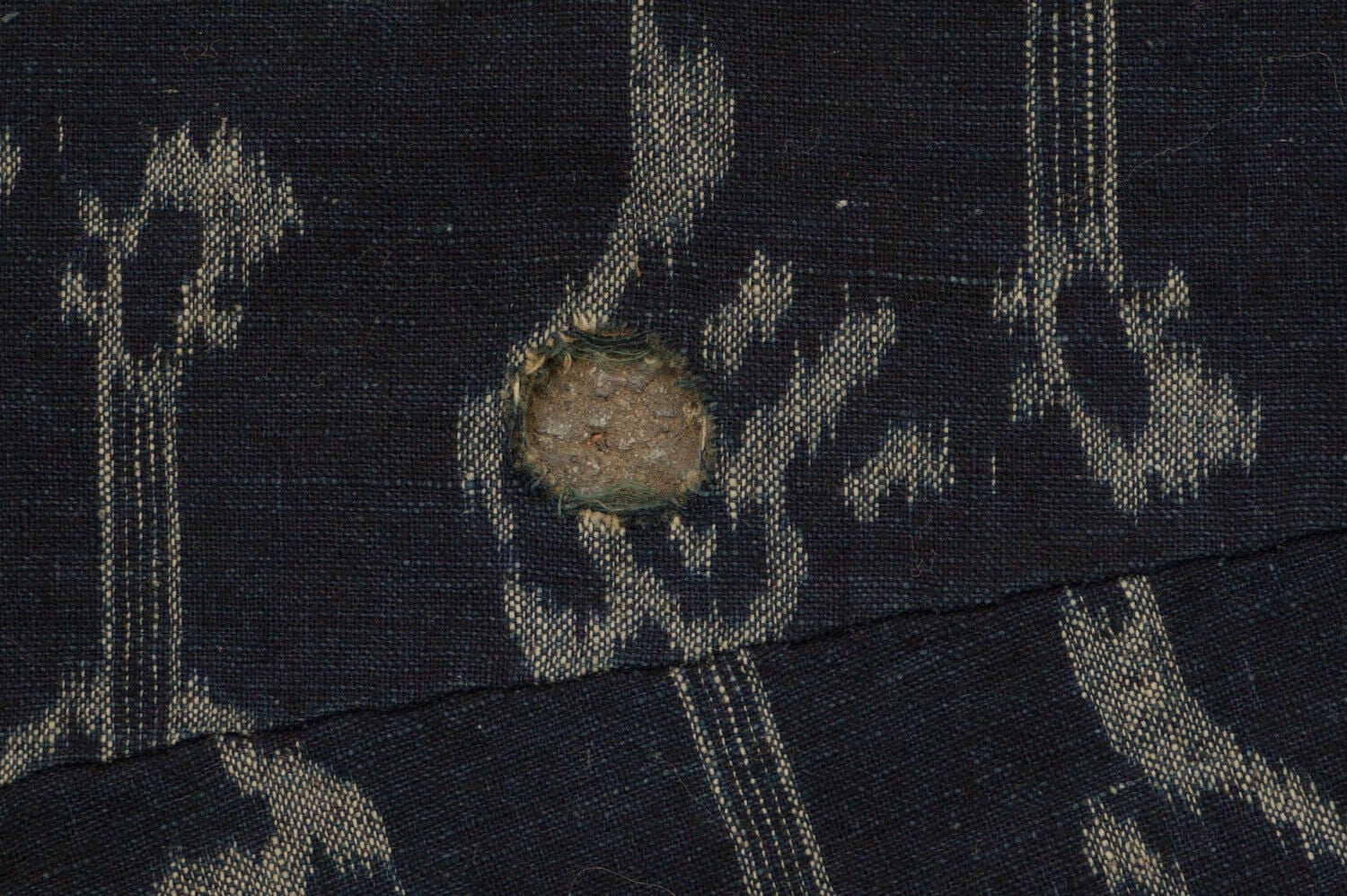 736 道中合羽 藍染 絣 縞 木綿 古布 福原 琵琶 股旅 アンティーク