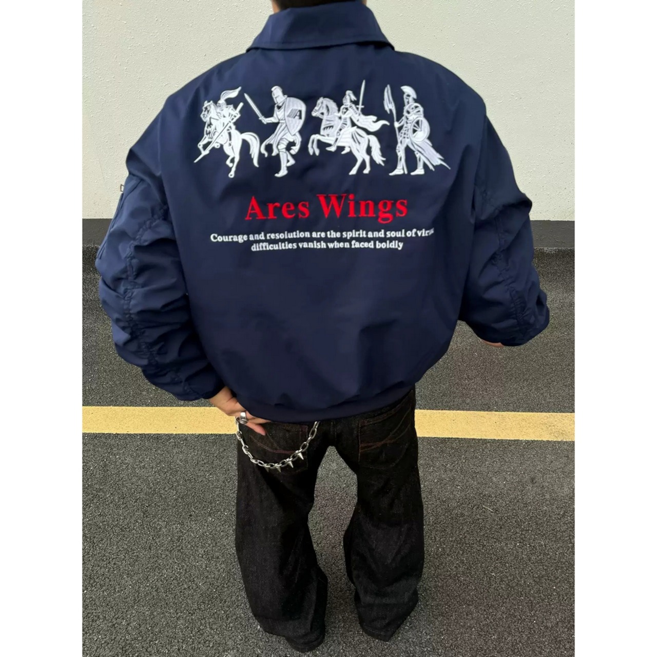 【暖かさUP】軍馬刺繍中綿ジャケット T1910