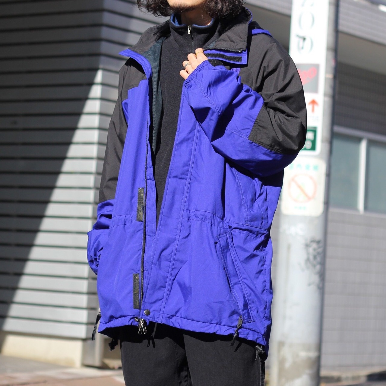 THE NORTH FACE アズテックブルー ライトシェル バイカラーマウンテン 