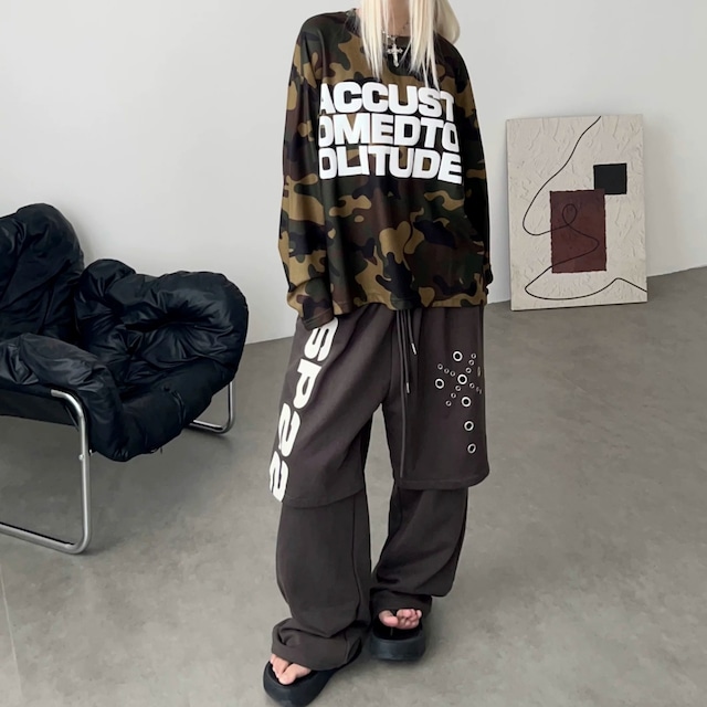 カモフラビッグレタリングロングスリーブTシャツ 1col R02818