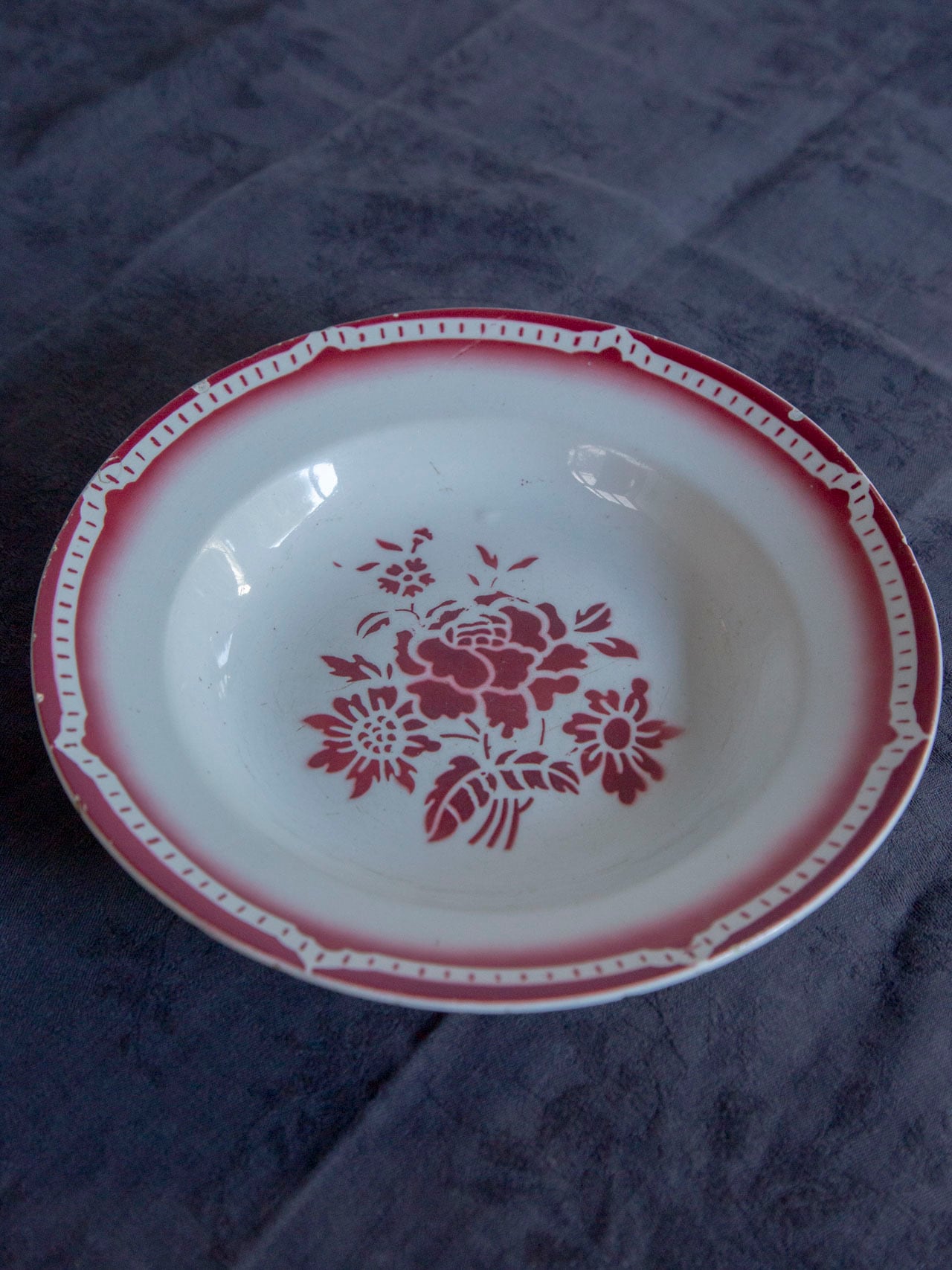 サルグミンヌ　お花のステンシル深皿2枚セット　フランスアンティークDigoin 販売 サルグミンヌ お花のステンシル深皿2枚セット フランス