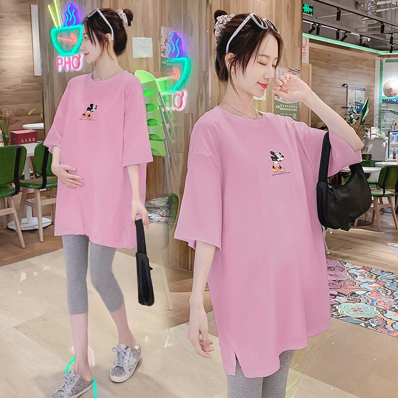 【新作】【送料無料】 マタニティウェア2020夏の新しい流行のママニット漫画Tシャツスカートバージョンの中程度の長さのゆるい年齢の妊婦のスカート-アリババ サマー 夏物 expec245165156619