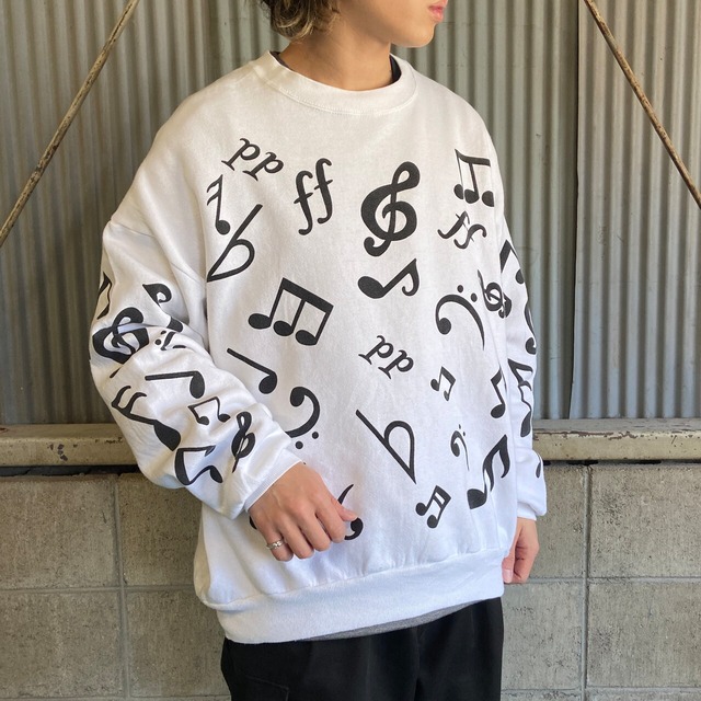 ビッグサイズ 90年代 USA製 MICHIGAN RAG CO. 音符柄 総柄プリント 