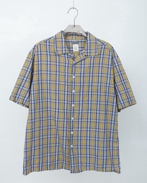 "OLD NAVY" check pattern open collar cotton short sleeve shirt
