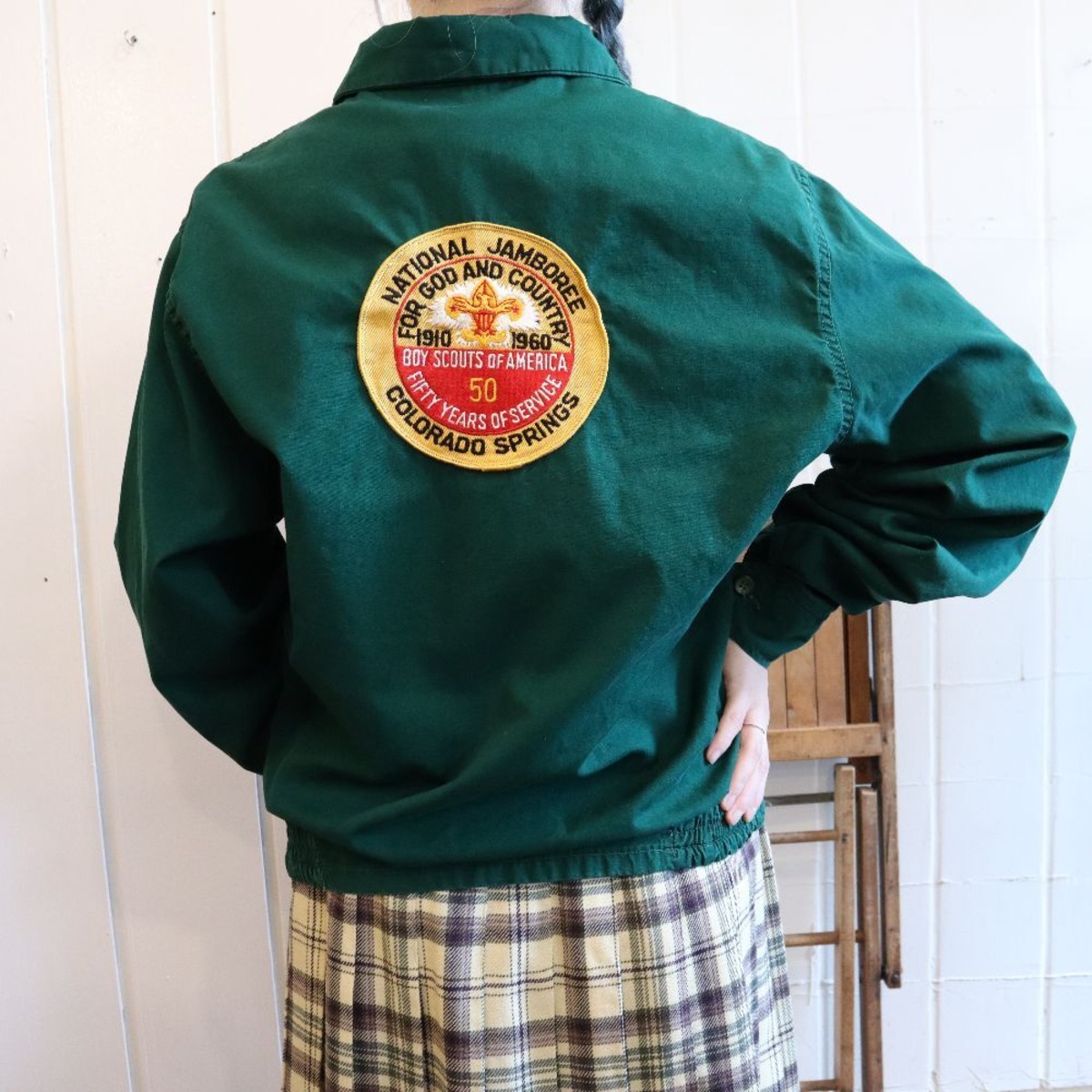 60s green × yellow patch BOY SCOUT jacket [l-1355] | Fizzvintage