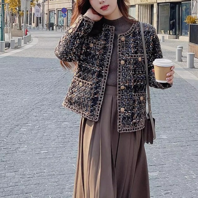 レディース アウター ジャケット 上着 長袖 ラウンドネック クルーネック 襟なし ポケット きれいめ 大人 上品 おしゃれ お洒落 大人可愛い 可愛い 大人女子 かっこいい クール エレガント 主役級 フォーマル S M L XL ミックスカラー 秋 冬 誕生日 入学式 入園式 卒業式 卒園式 冠婚葬祭 結婚式 二次会 クリスマス バレンタイン 10代 20代 30代 40代 50代 ママ ママコーデ オフィス デート 女子会 パーティー イベント 旅行 韓国 モテ プレゼント ギフト インスタ映え