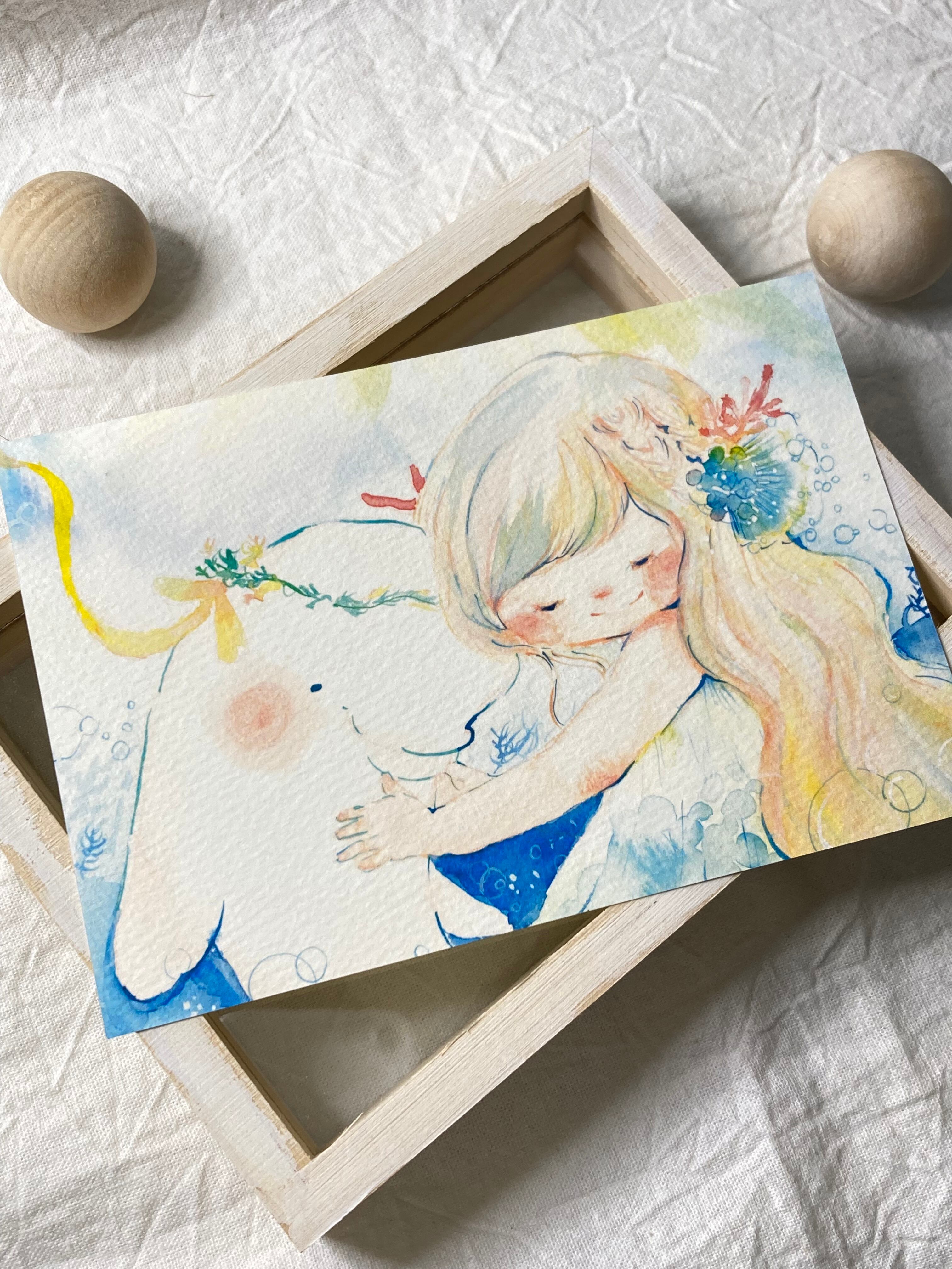 ポストカード◉白イルカと私