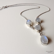 アンティークジュエリー シルバー925 天然ムーンストーン ラヴァリエネックレス(ソーティングメモ付)