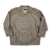 Leilian レリアン 金系ボタン ガンクラブチェック ダブル ジャケット サイズ 13+ /ベージュ系/レディース/日本製