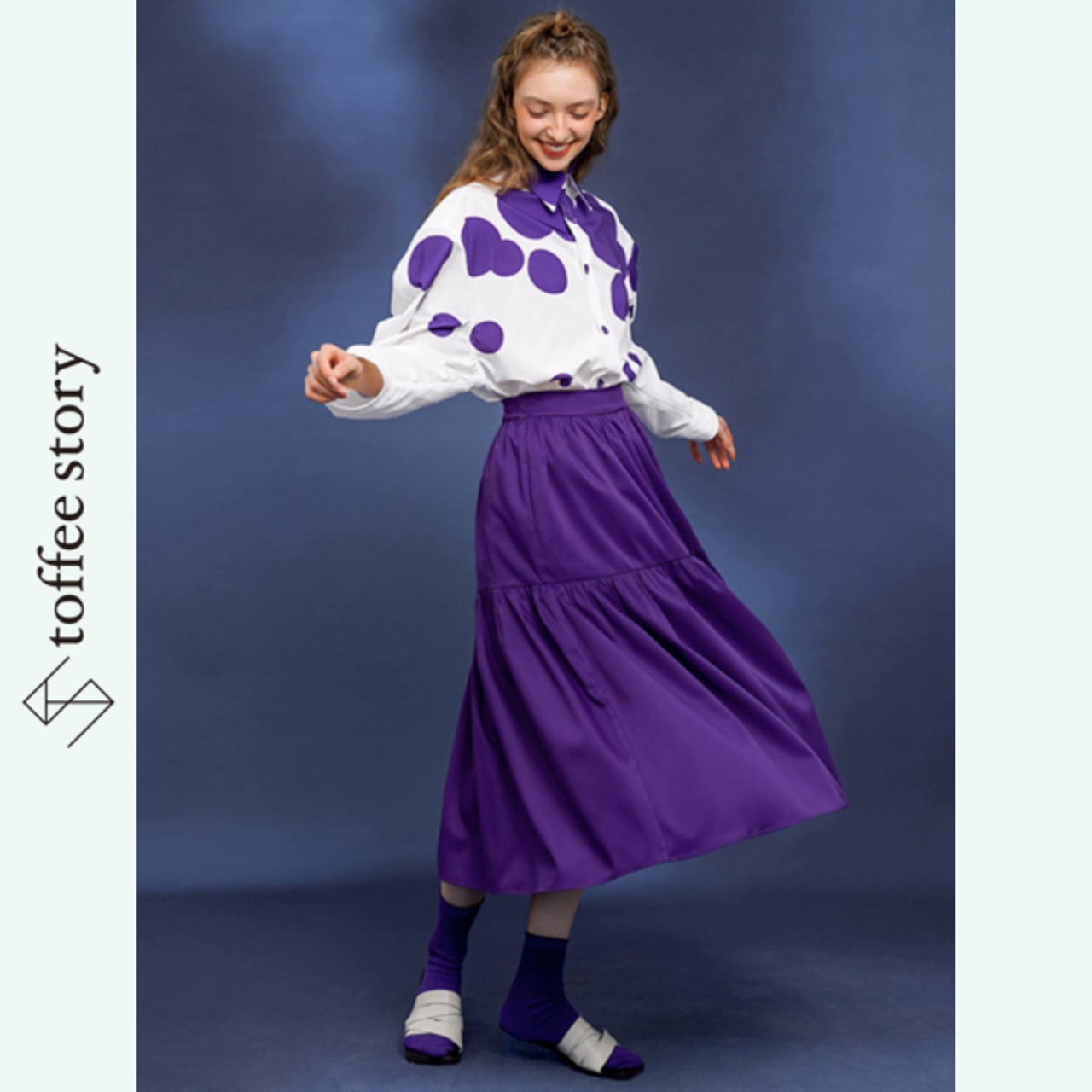 【2color】ポルカドット　クラシカルPOPビッグシャツC0153