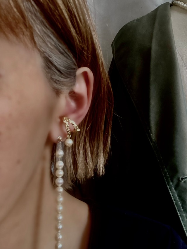 揺れる真珠　イヤーカフとリング兼用2way