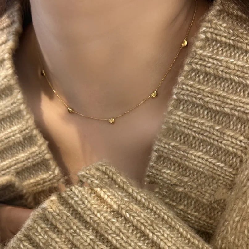 金アレ対応 316L あざと可愛いハートのネックレス (0359)