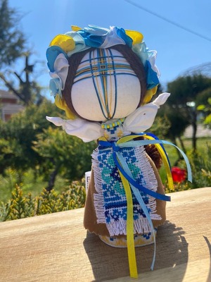 UA.Designer手作りモタンカ 14cm（ウクライナの御守り）スタンド付き