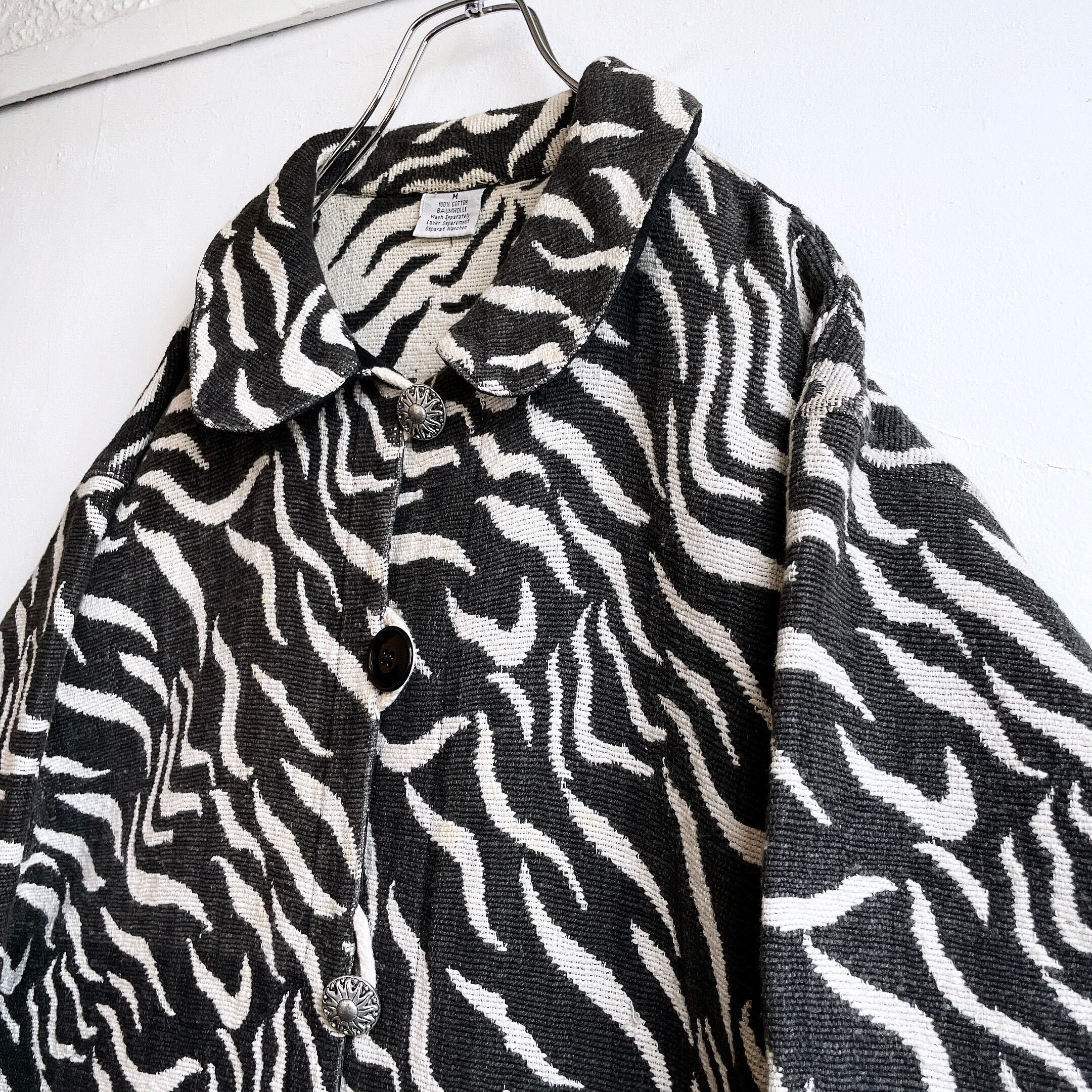 Ethnic × Zebra pattern design vintage weaving monotone jacket