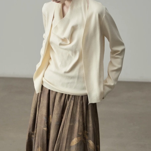 Drape neck knit two-piece set【2color】 C1346