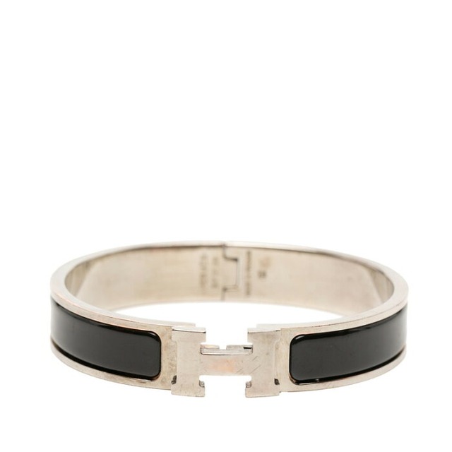 エルメス クリックH PM バングル ブレスレット シルバー ブラック メタル レディース HERMES 【中古】