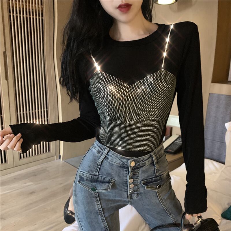 シャツ スプリングオータムスタイルスリムTシャツ トップス ロング 春物 秋物 1号婦人55247454876